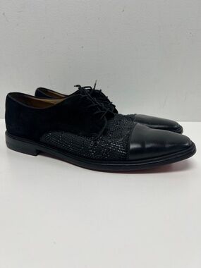 Christian Louboutin Men's Black Mixed-Material Oxford Dress Shoes